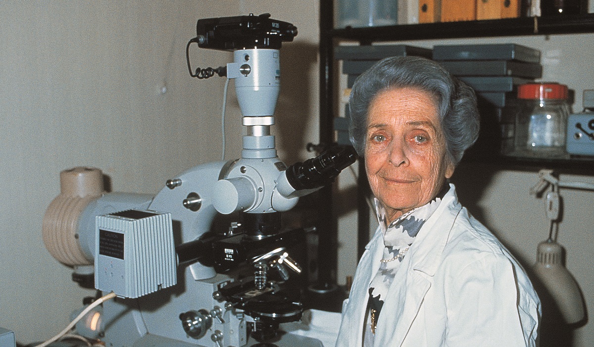 Dr. Rita Levi-Montalcini in her laboratory